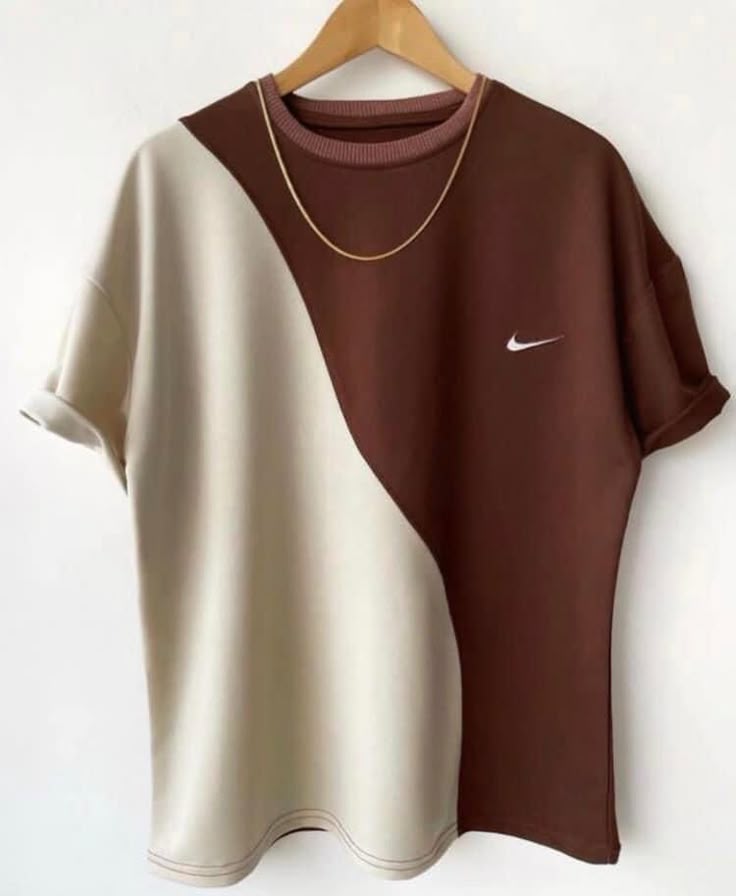 Dou-color Men&amp;amp;#039;s 2-in-1 Short Sleeve Beige and Brown